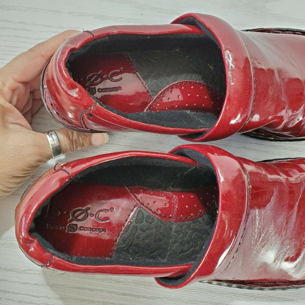 Born Mules Clogs Vegan Red Patent Slip On Nurse - Picture 7 of 8